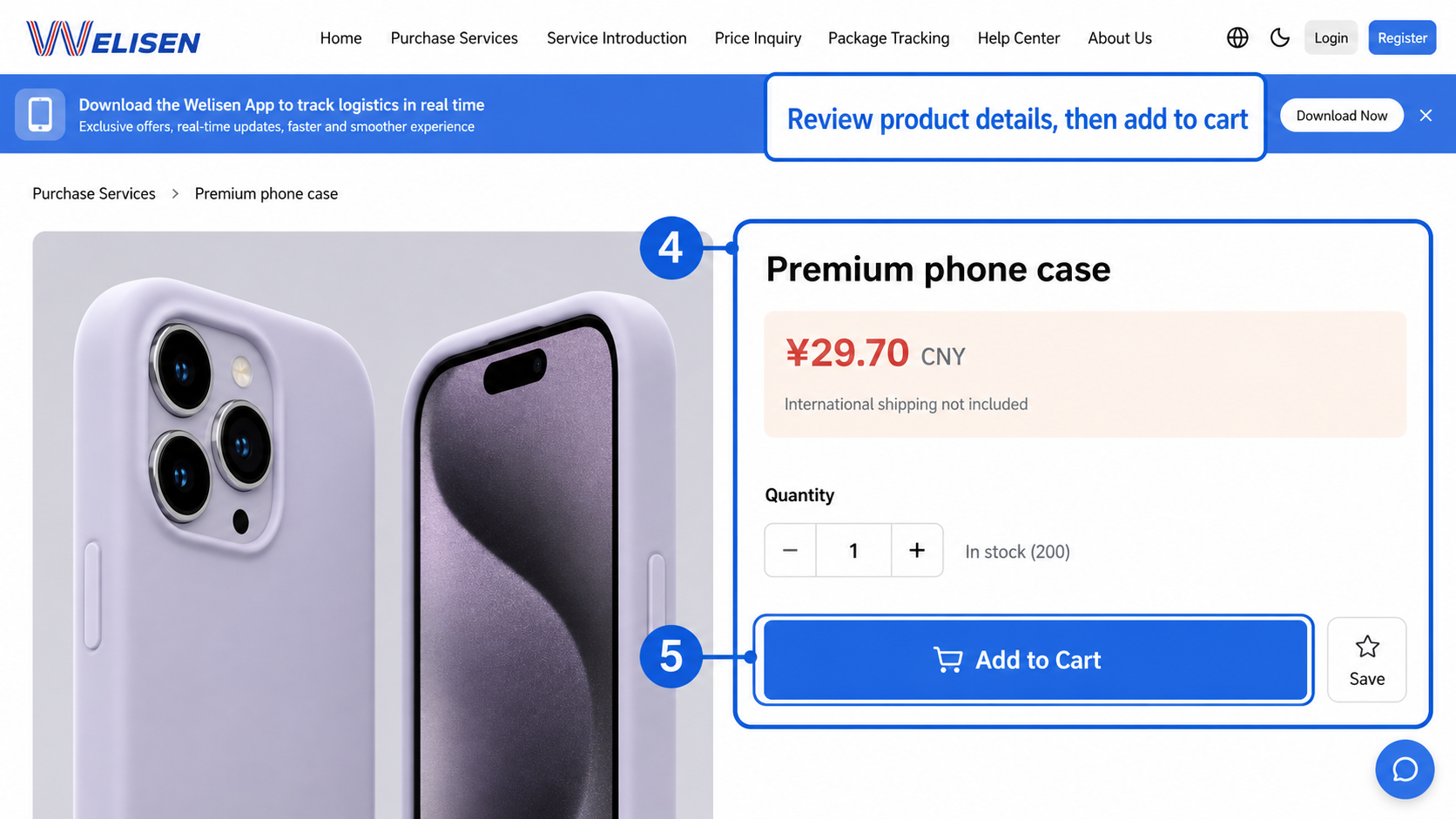 Verify product details and add to cart